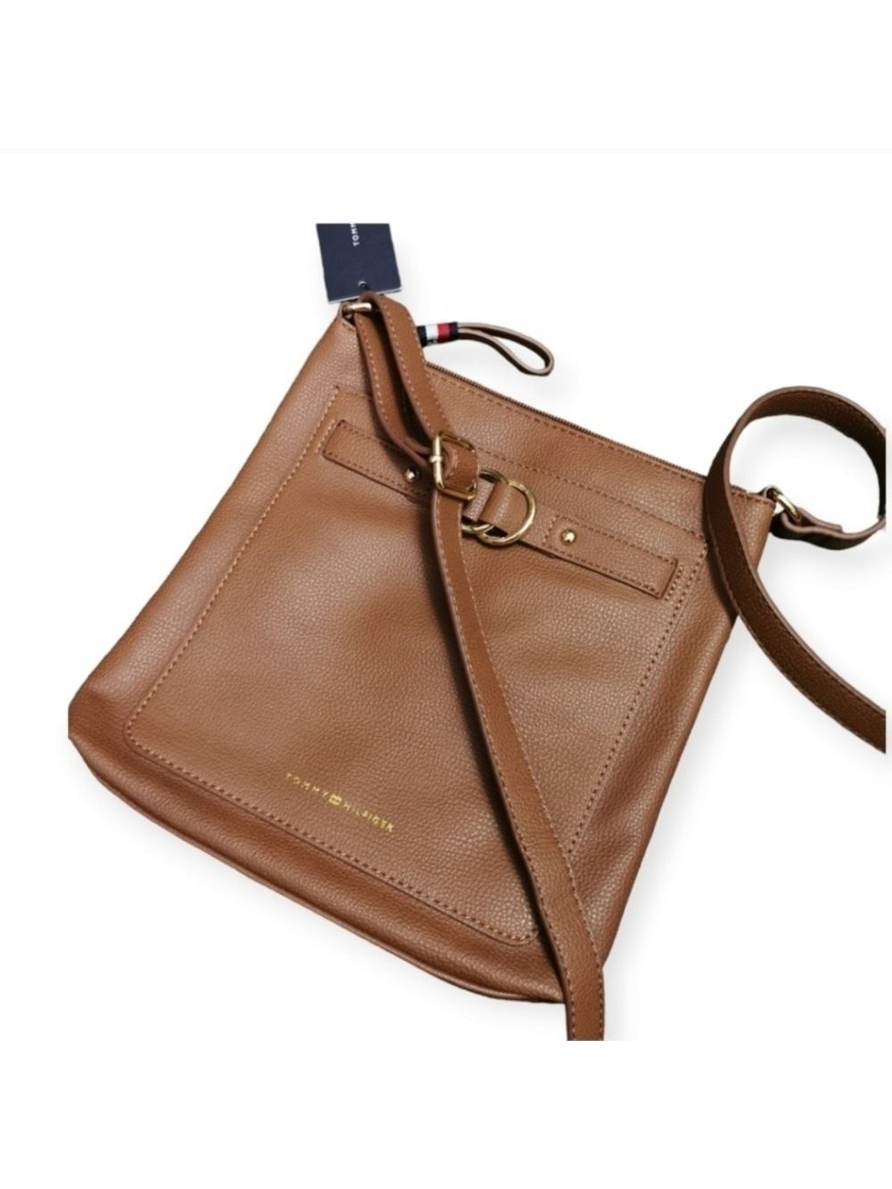 Tommy Hilfiger brown leather crossbody sling bag